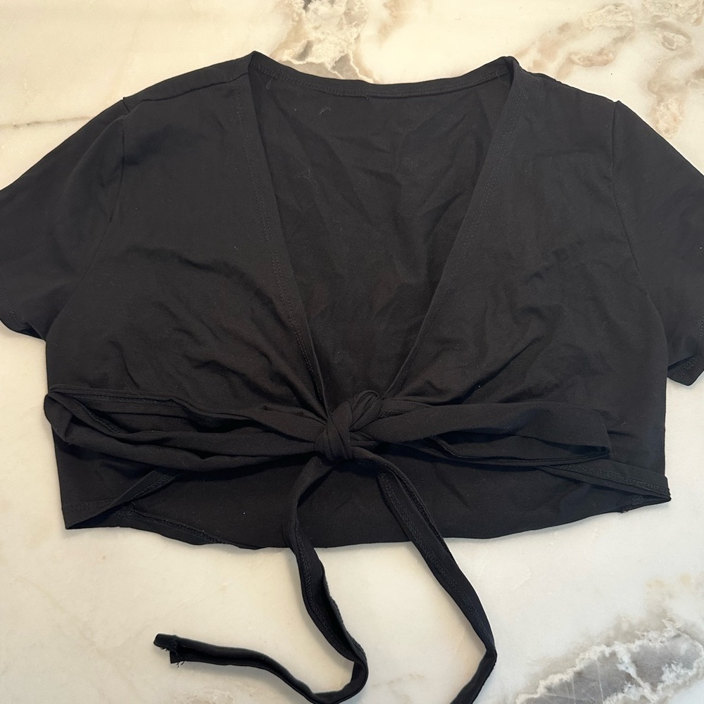 Black SHIEN Wrap Around Going Out Top
